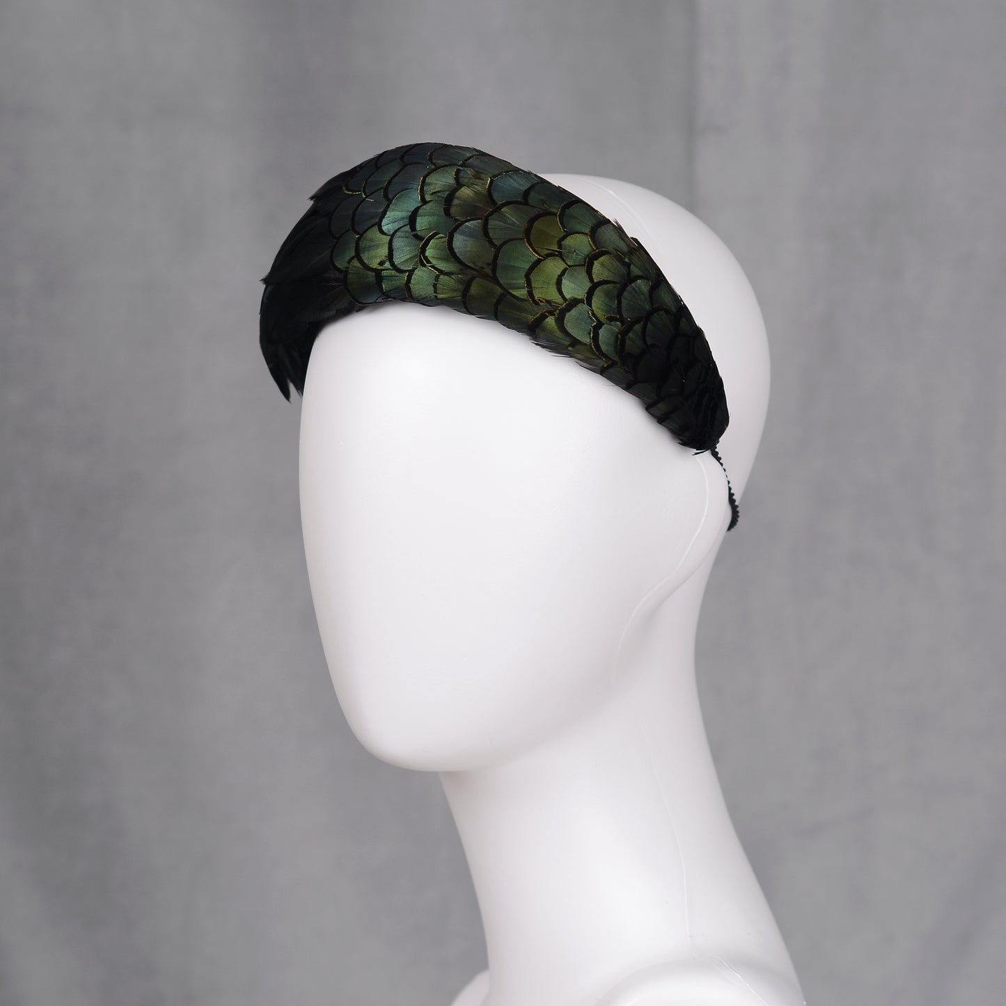 Black / Green Pheasant Feather Bandeau Headband Fascinator
