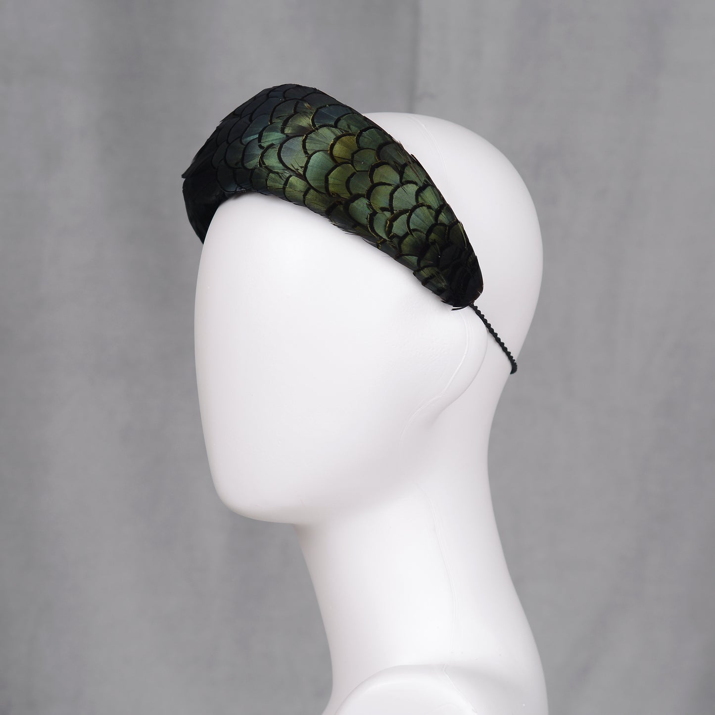 Black / Green Pheasant Feather Bandeau Headband Fascinator