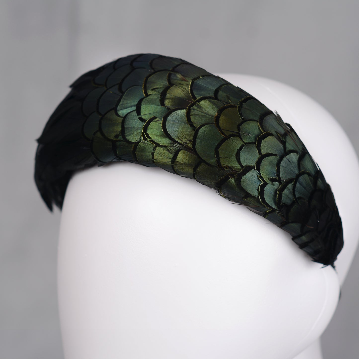 Black / Green Pheasant Feather Bandeau Headband Fascinator
