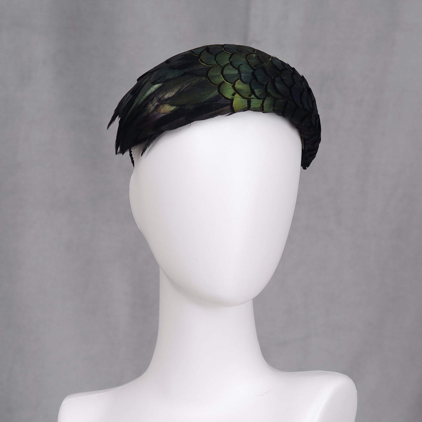 Black / Green Pheasant Feather Bandeau Headband Fascinator