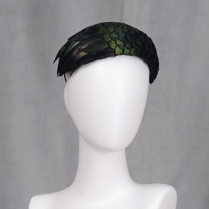 Black / Green Pheasant Feather Bandeau Headband Fascinator