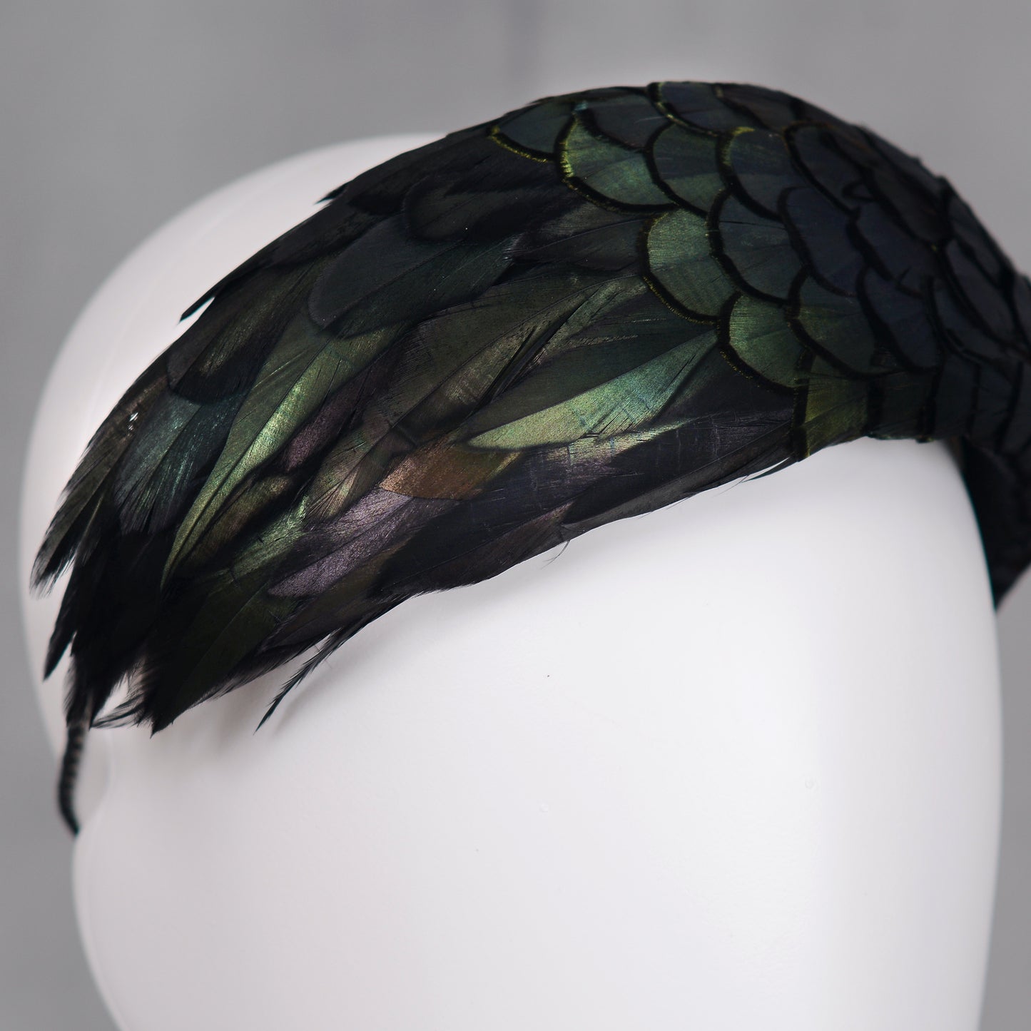 Black / Green Pheasant Feather Bandeau Headband Fascinator