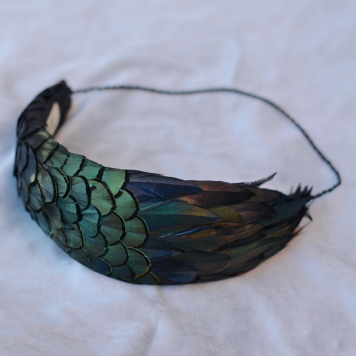 Black / Green Pheasant Feather Bandeau Headband Fascinator