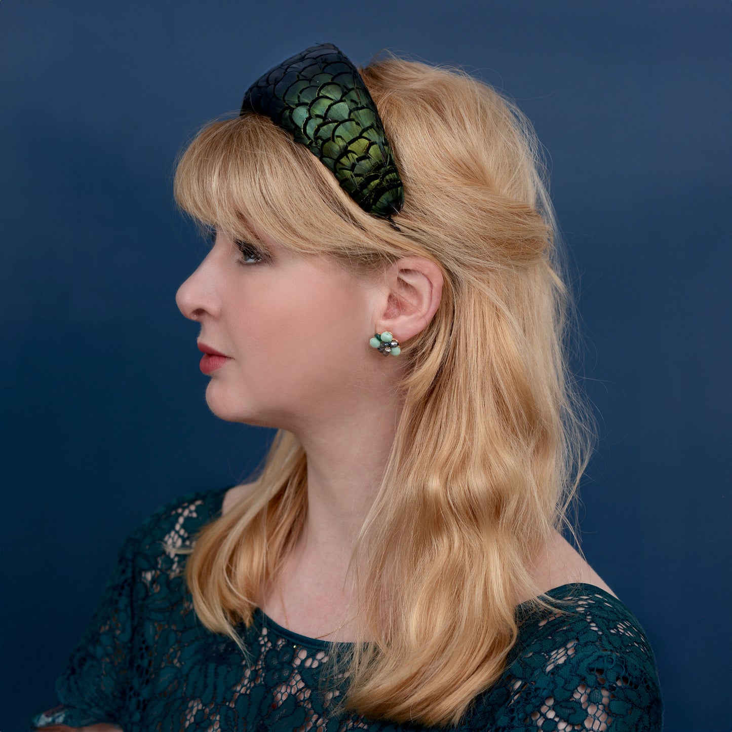 Black / Green Pheasant Feather Bandeau Headband Fascinator