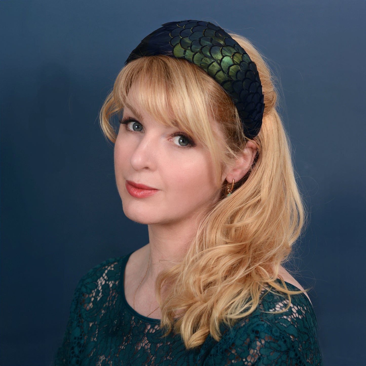 Black / Green Pheasant Feather Bandeau Headband Fascinator