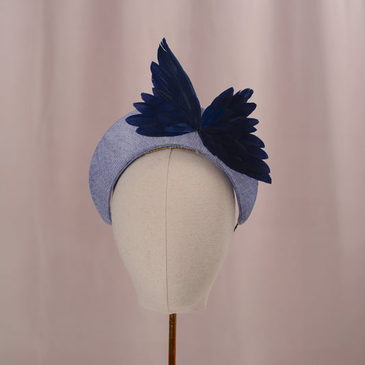 Navy and Cornflower Blue  Bird Wing Halo Bandeau Headband Fascinator