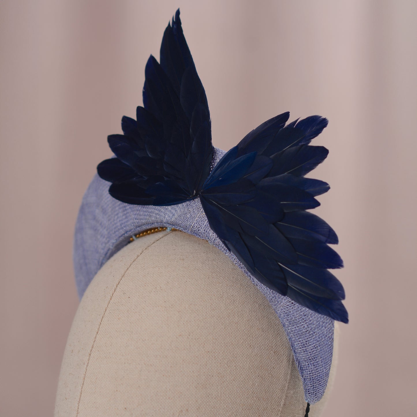 Navy and Cornflower Blue  Bird Wing Halo Bandeau Headband Fascinator