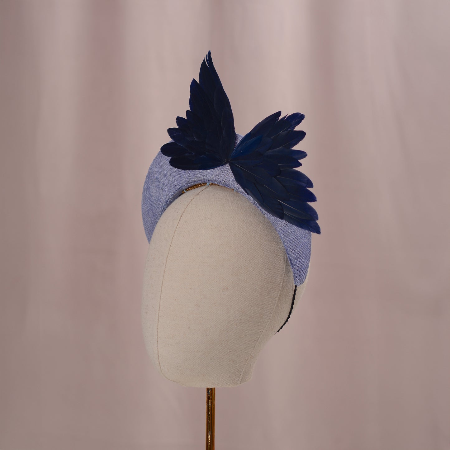 Navy and Cornflower Blue  Bird Wing Halo Bandeau Headband Fascinator