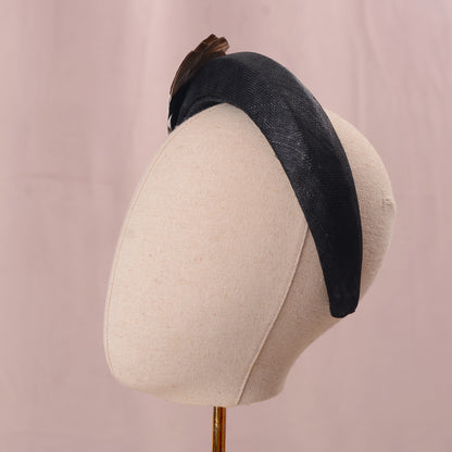 Black Headband with Feather Bird Wing Mount