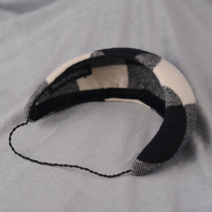 Black and White Check Wool Bandeau Headband Fascinator