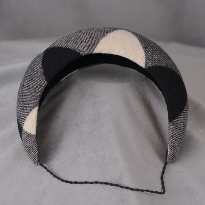 Black and White Check Wool Bandeau Headband Fascinator