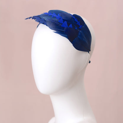 Navy Blue Feather Fascinator Headband No.002