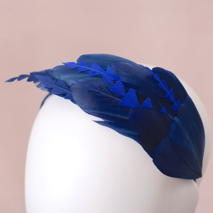 Navy Blue Feather Fascinator Headband No.002