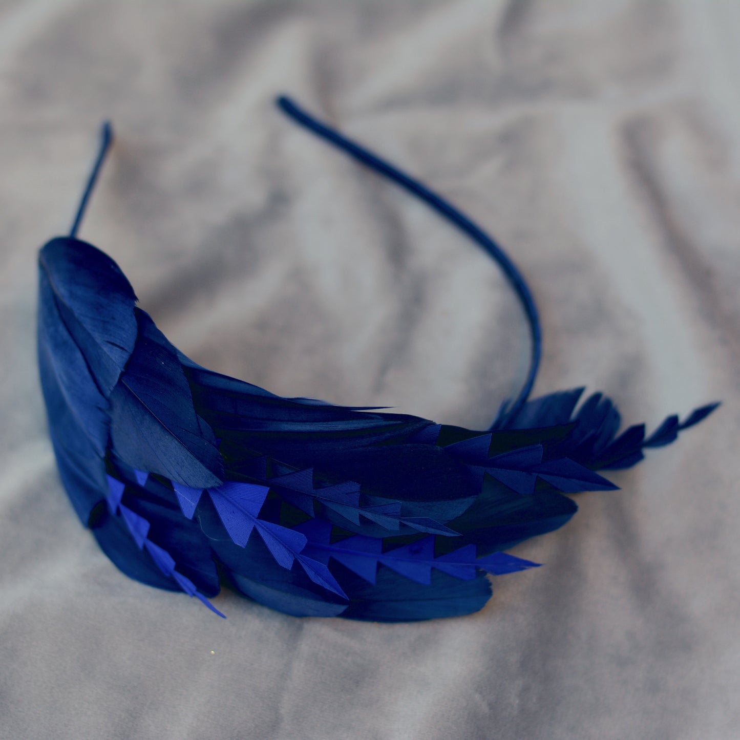 Navy Blue Feather Fascinator Headband No.002