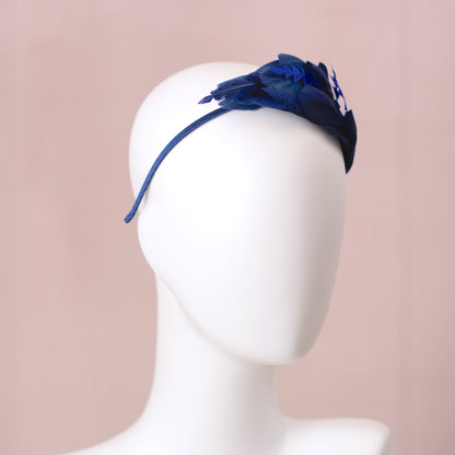 Navy Blue Feather Fascinator Headband No.002