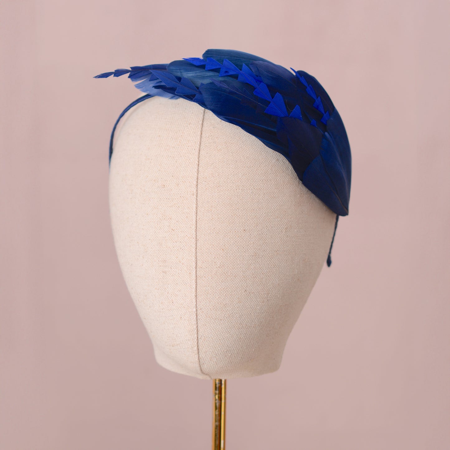Navy Blue Feather Fascinator Headband No.002