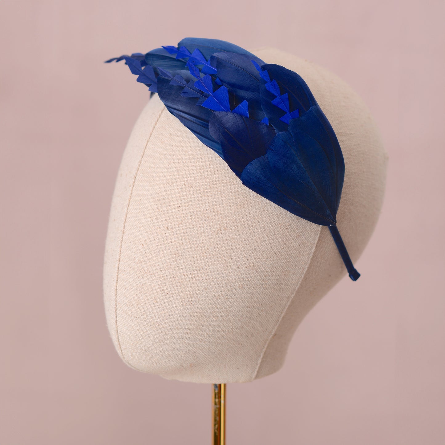 Navy Blue Feather Fascinator Headband No.002