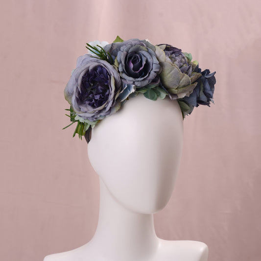 Oceana -  Flower Crown Headpiece in Blue