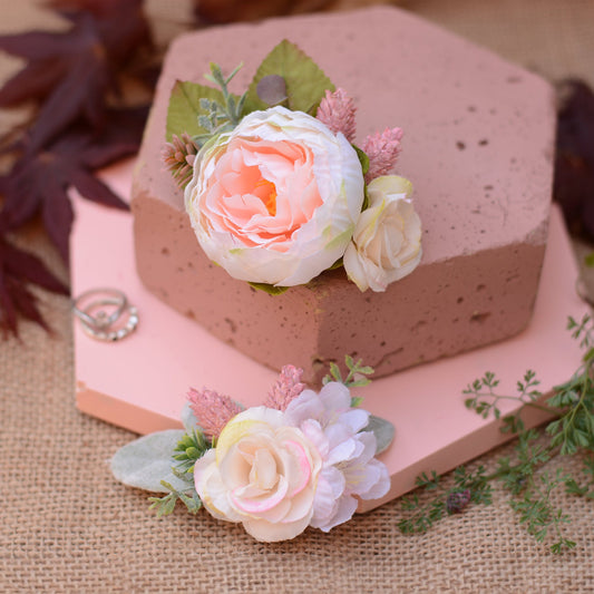 Blush Pink Rose Flower Hair Clip
