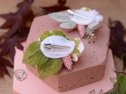 Blush Pink Rose Flower Hair Clip