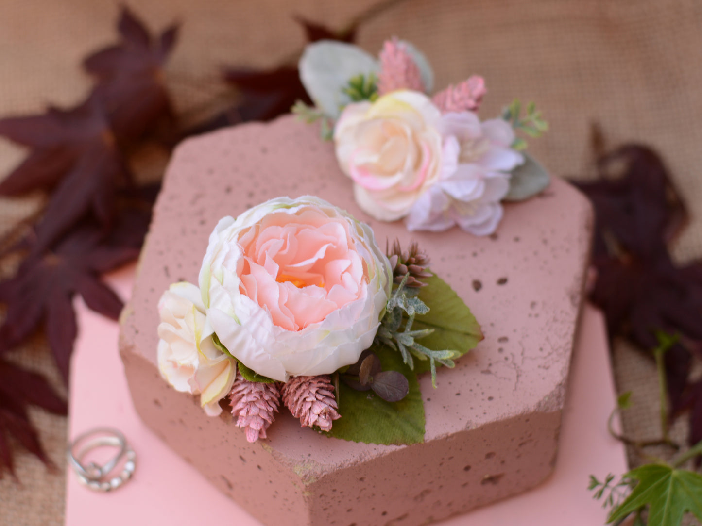 Blush Pink Rose Flower Hair Clip