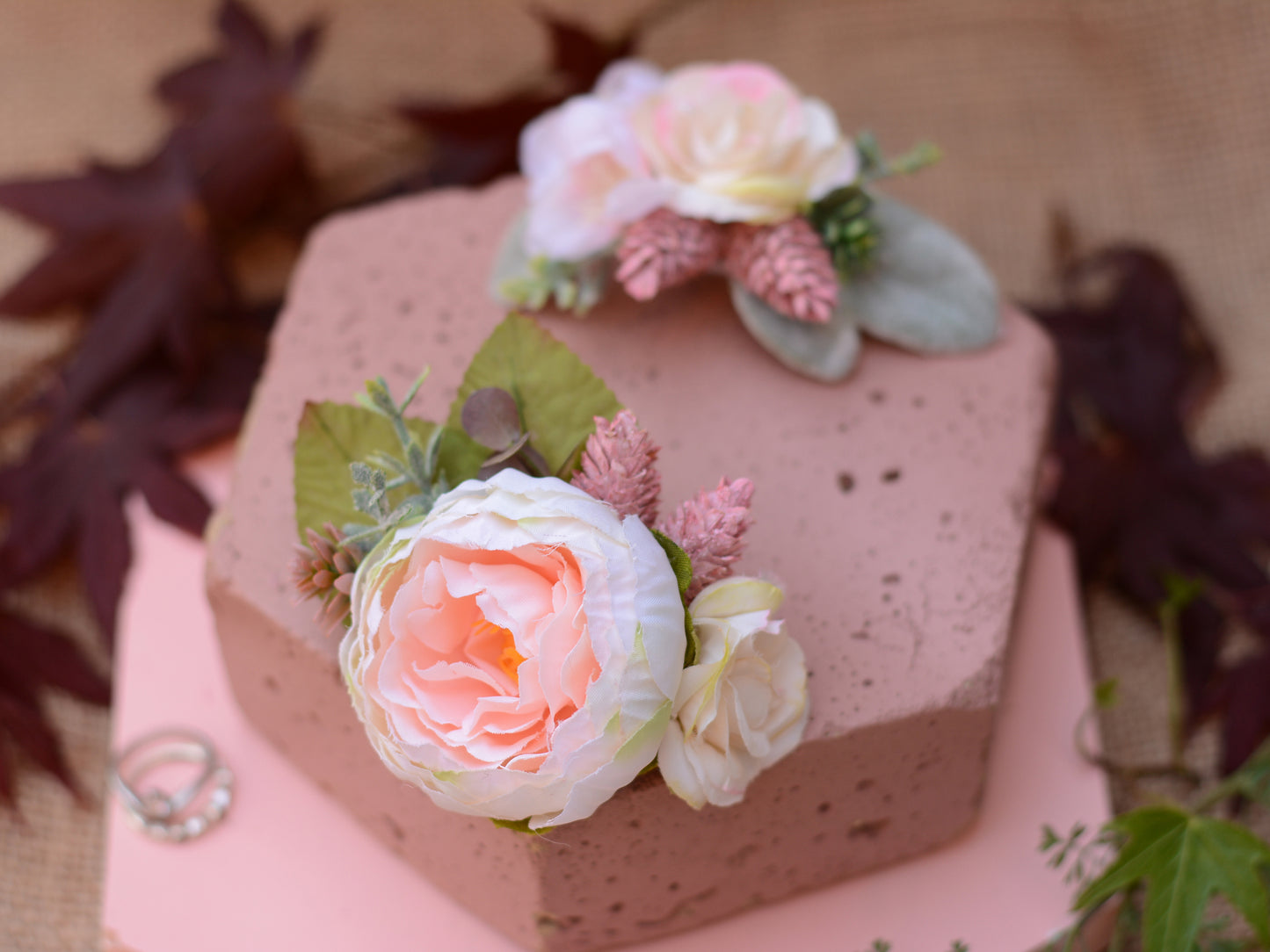 Blush Pink Rose Flower Hair Clip