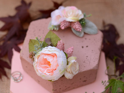 Blush Pink Rose Flower Hair Clip