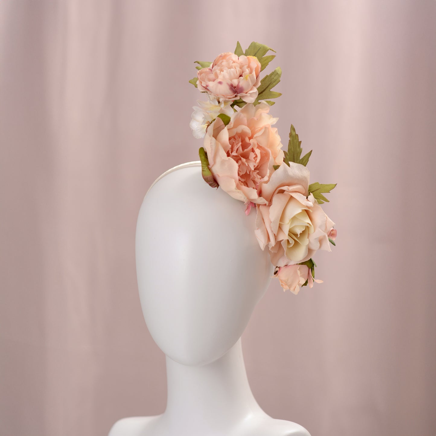 Floating Flower Headpiece in Blush Pink Peony and Roses