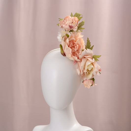 Floating Flower Headpiece in Blush Pink Peony and Roses