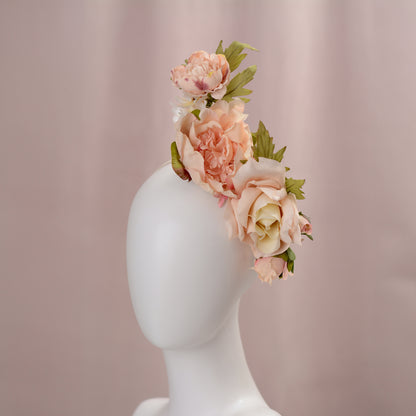 Floating Flower Headpiece in Blush Pink Peony and Roses