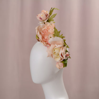Floating Flower Headpiece in Blush Pink Peony and Roses