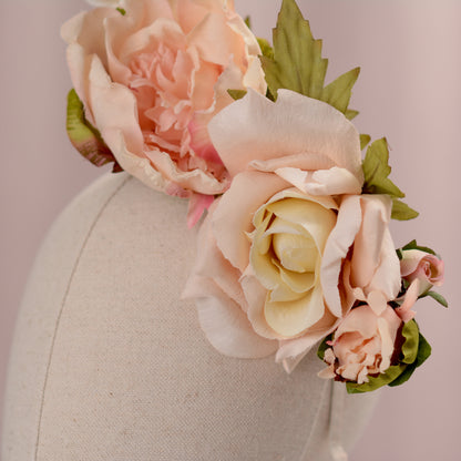 Floating Flower Headpiece in Blush Pink Peony and Roses