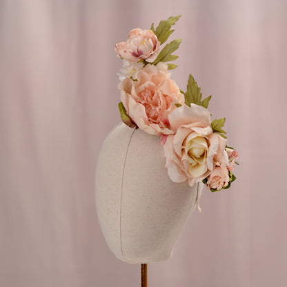 Floating Flower Headpiece in Blush Pink Peony and Roses