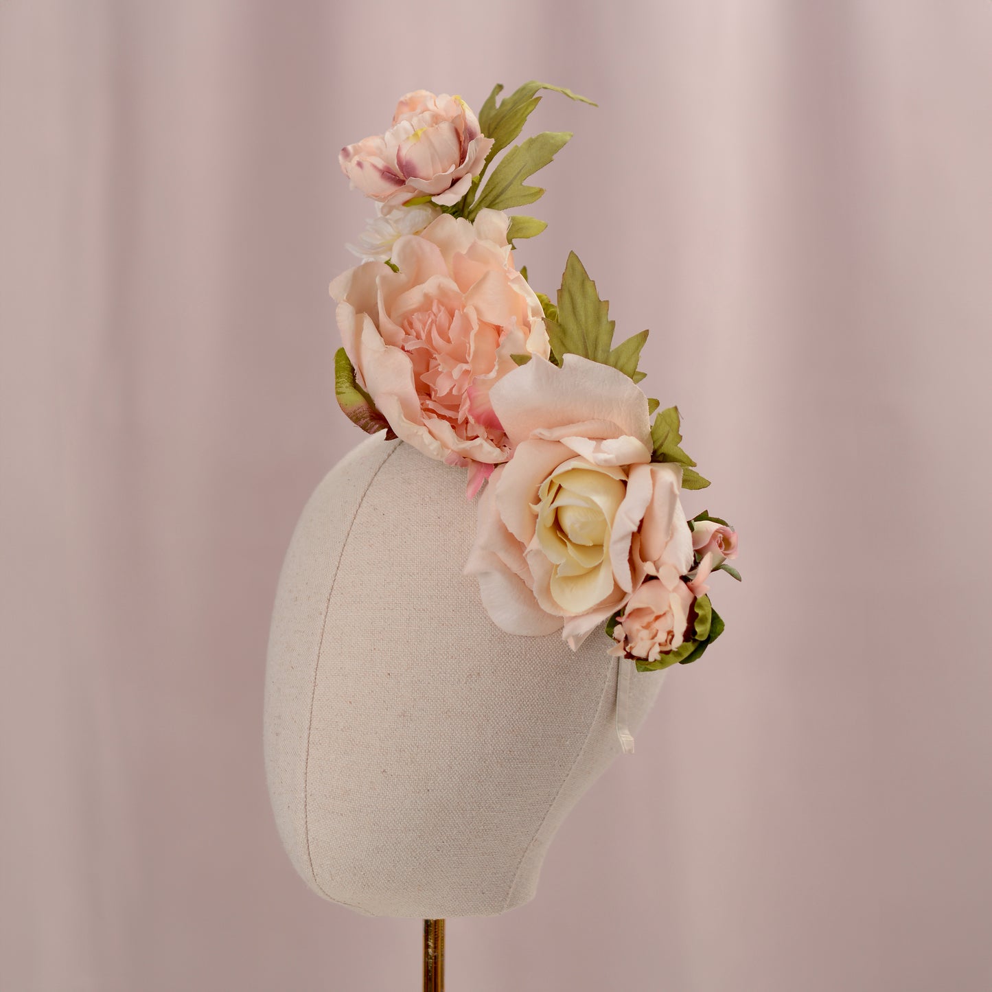 Floating Flower Headpiece in Blush Pink Peony and Roses