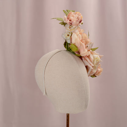 Floating Flower Headpiece in Blush Pink Peony and Roses
