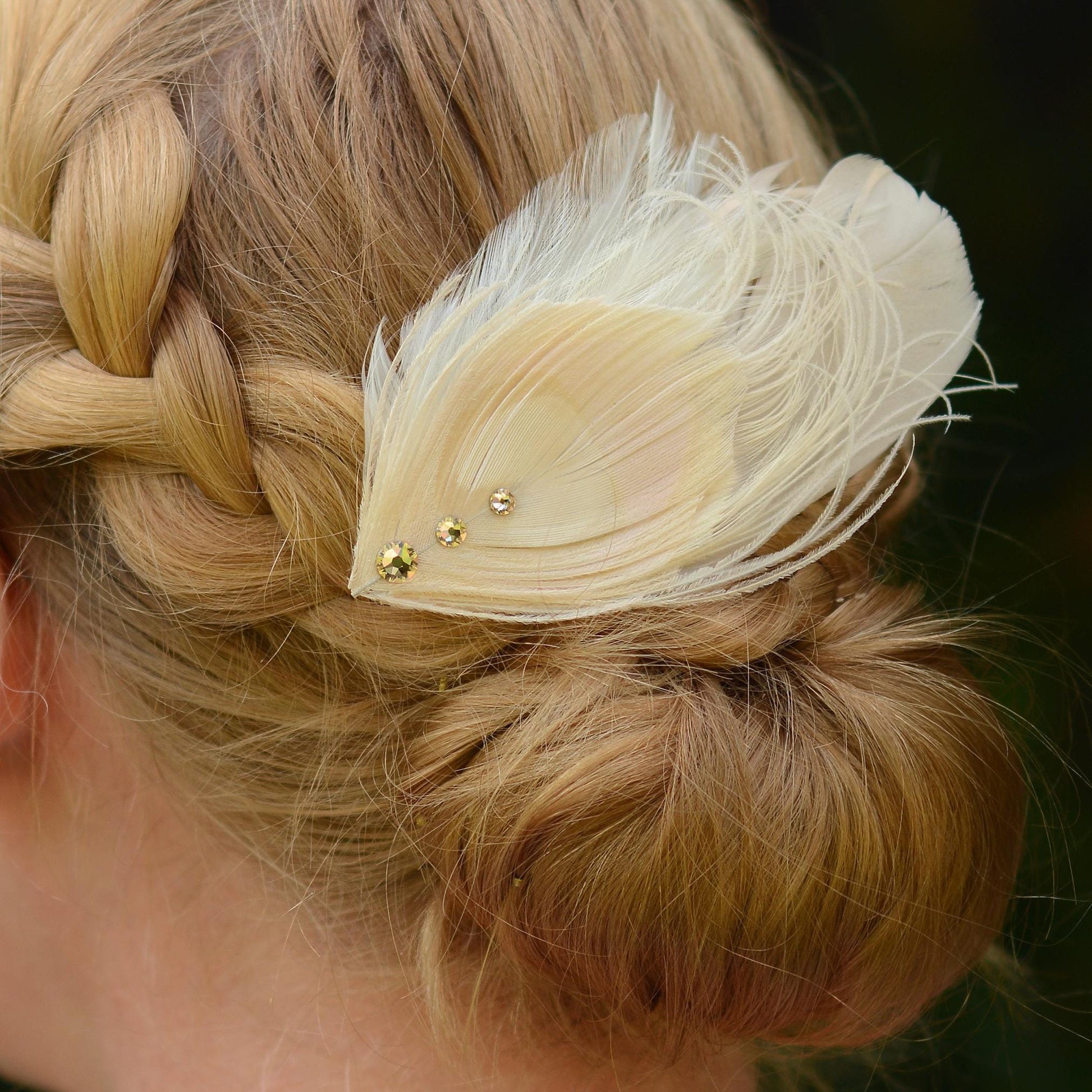 Feather Fascinator in Blush Pink and Ivory Peacock with Swarovski Crystal Detail | Bridal Feather Hair Clip | Blush Feather Hair Clip