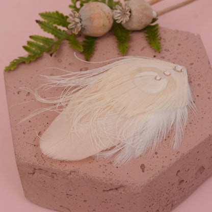 Feather Fascinator in Blush Pink and Ivory Peacock with Swarovski Crystal Detail | Bridal Feather Hair Clip | Blush Feather Hair Clip