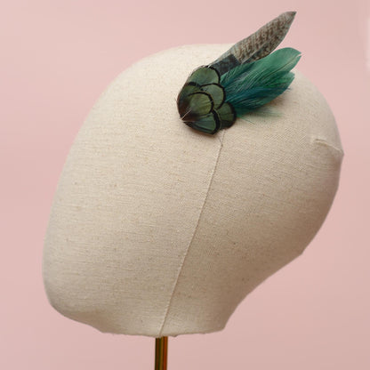 Dark Green Feather Hair Clip | Pheasant Feather Hair Clip | Feather Fascinator | Bridal | Bridesmaid Hair Clip | Wedding Fascinator