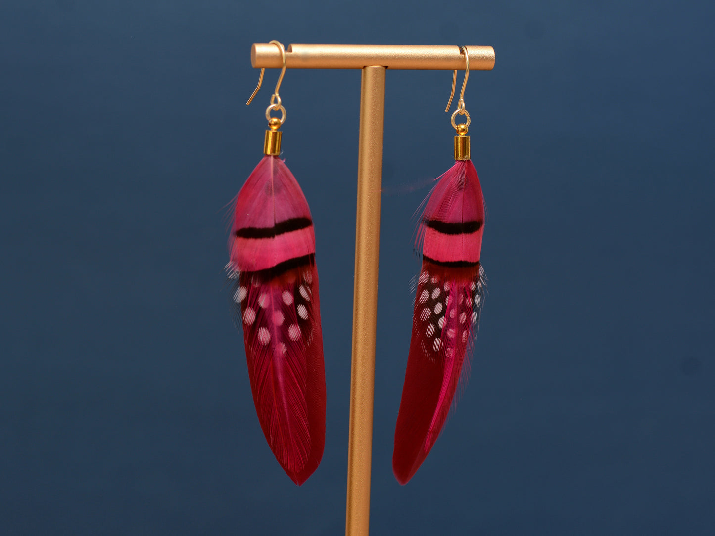 Raspberry and Magenta Pink Ombre Feather Earrings