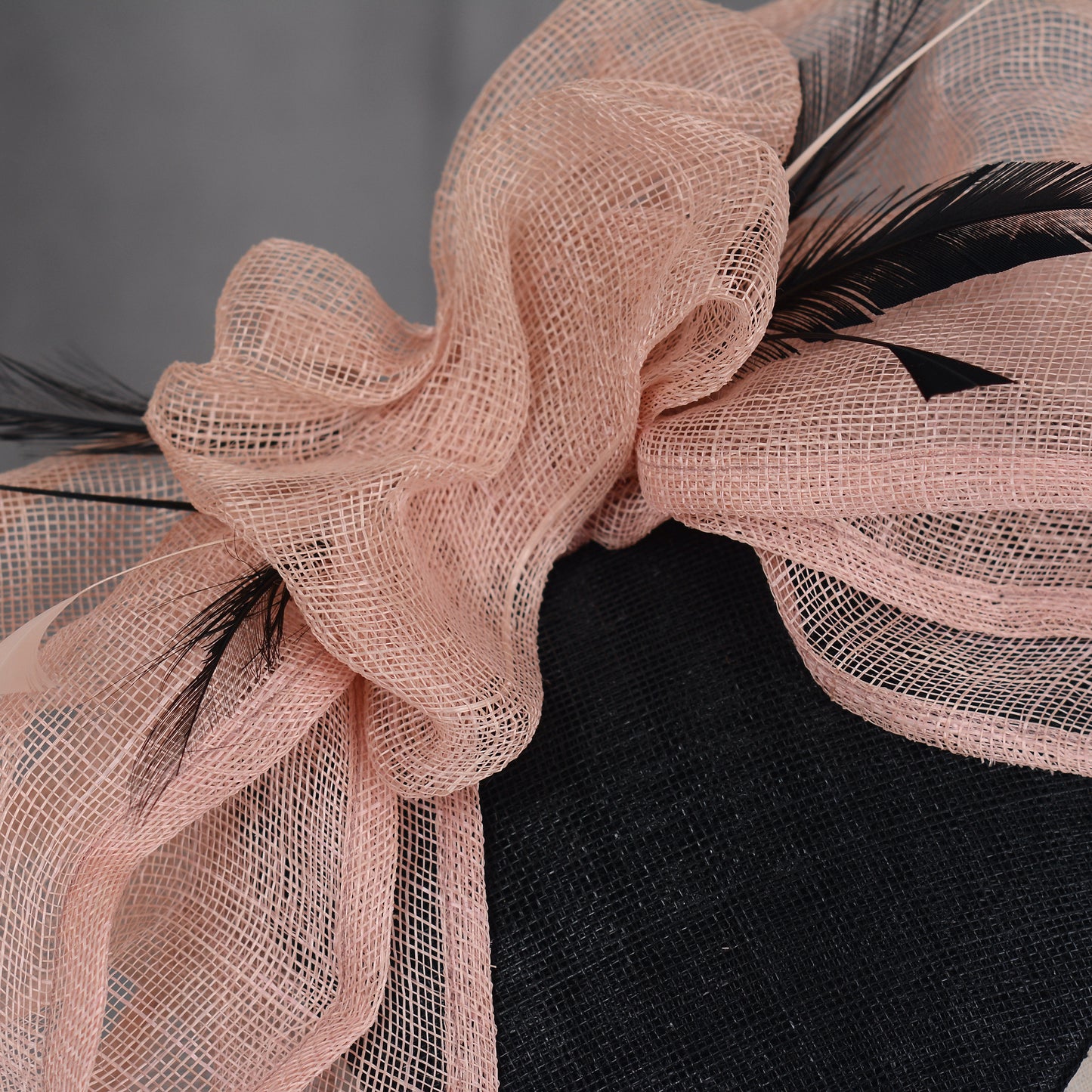Giant Bow Black and Pink Side Perching Beret Hat Fascinator