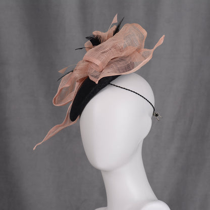 Giant Bow Black and Pink Side Perching Beret Hat Fascinator