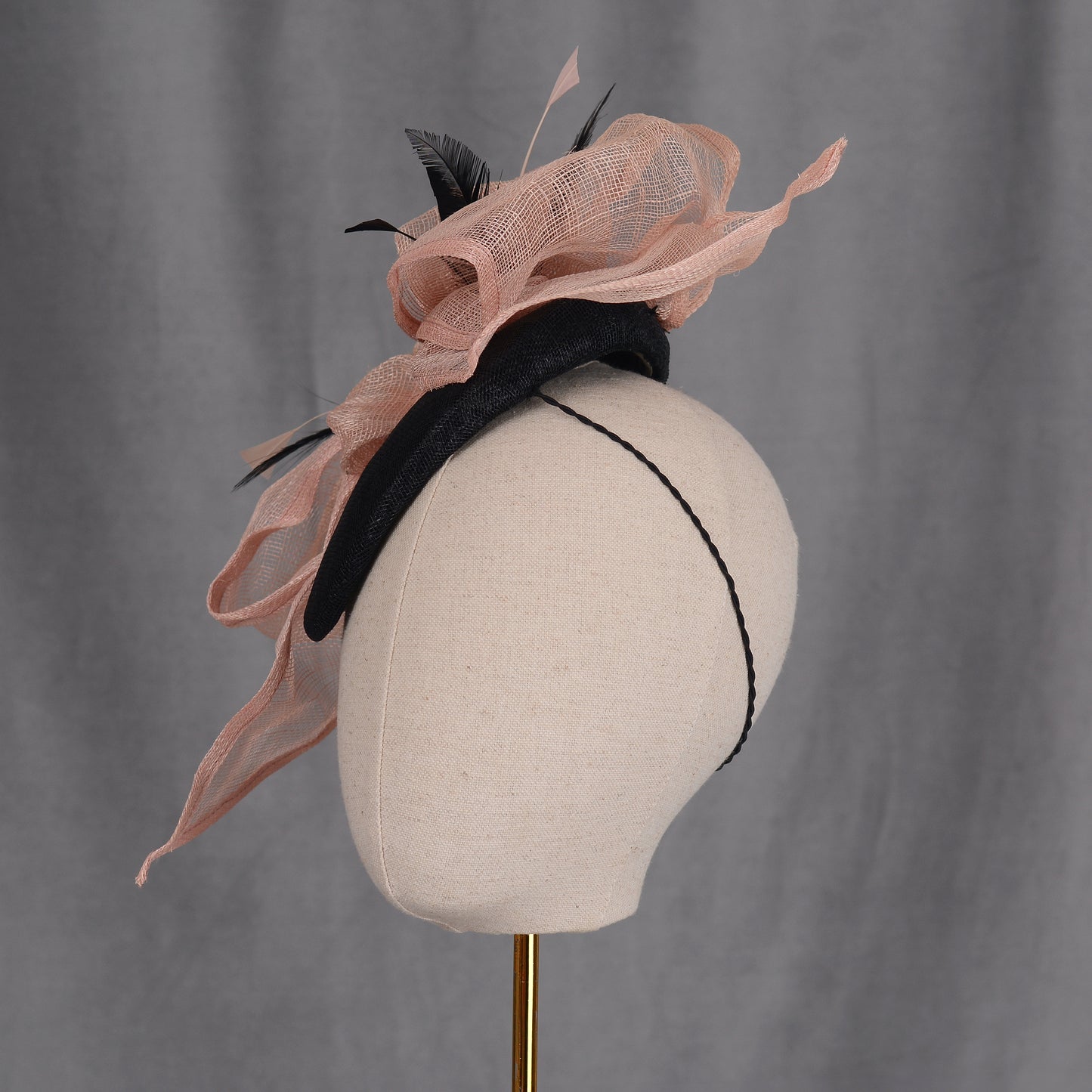 Giant Bow Black and Pink Side Perching Beret Hat Fascinator