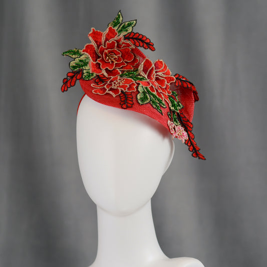 Red Beaded Lace Percher