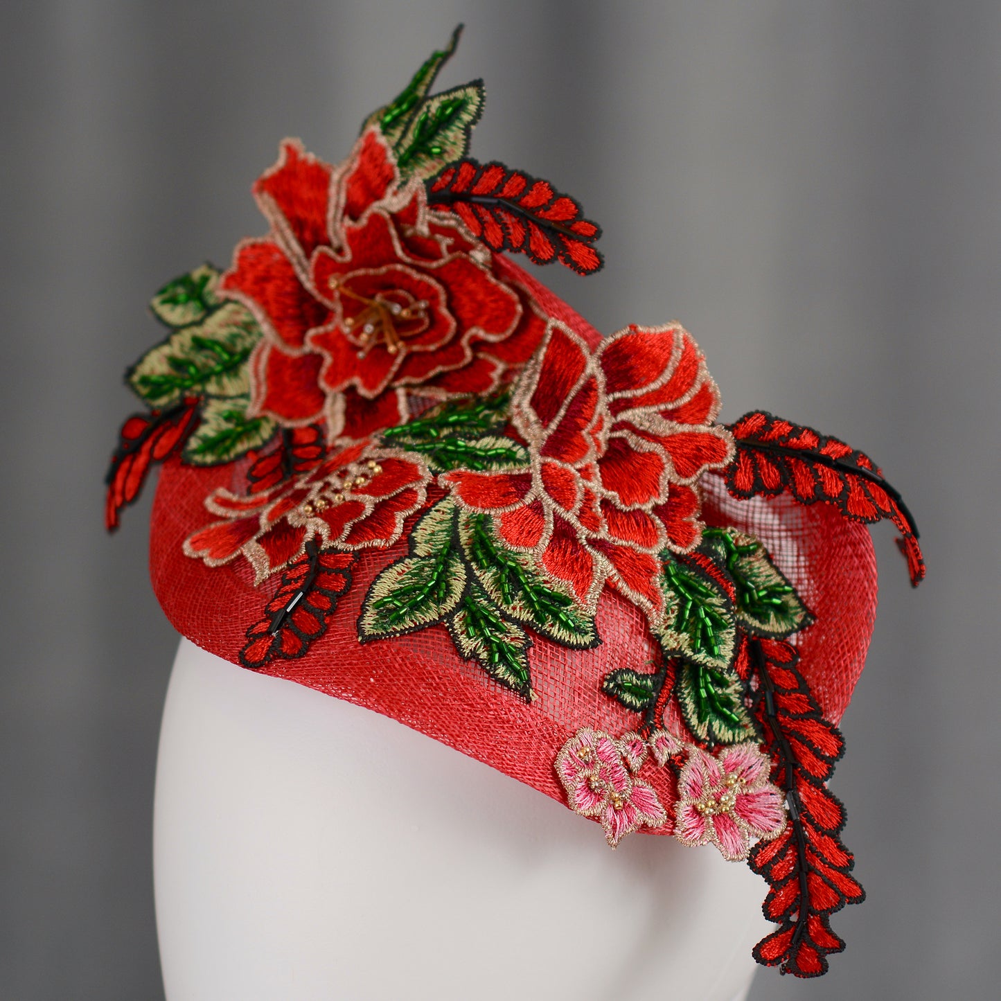 Red Beaded Lace Percher