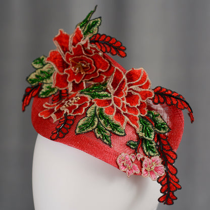 Red Beaded Lace Percher