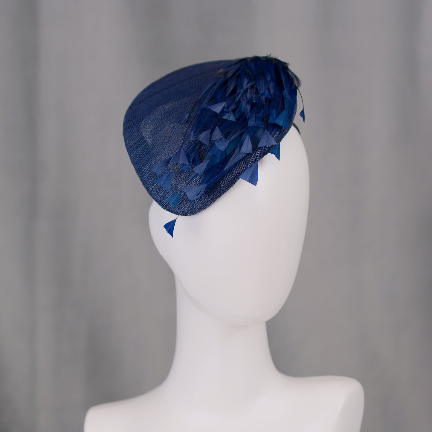 Navy Blue Feather Teardrop Beret