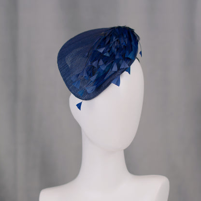 Navy Blue Feather Teardrop Beret