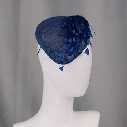 Navy Blue Feather Teardrop Beret