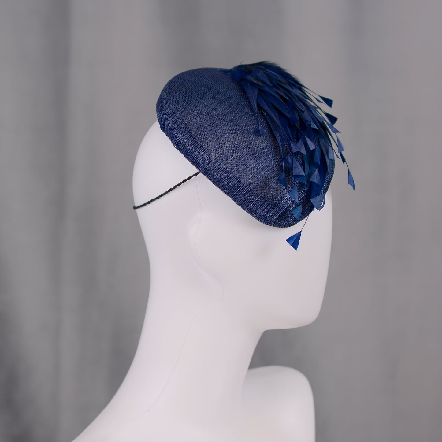 Navy Blue Feather Teardrop Beret