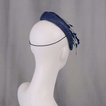 Navy Blue Feather Teardrop Beret